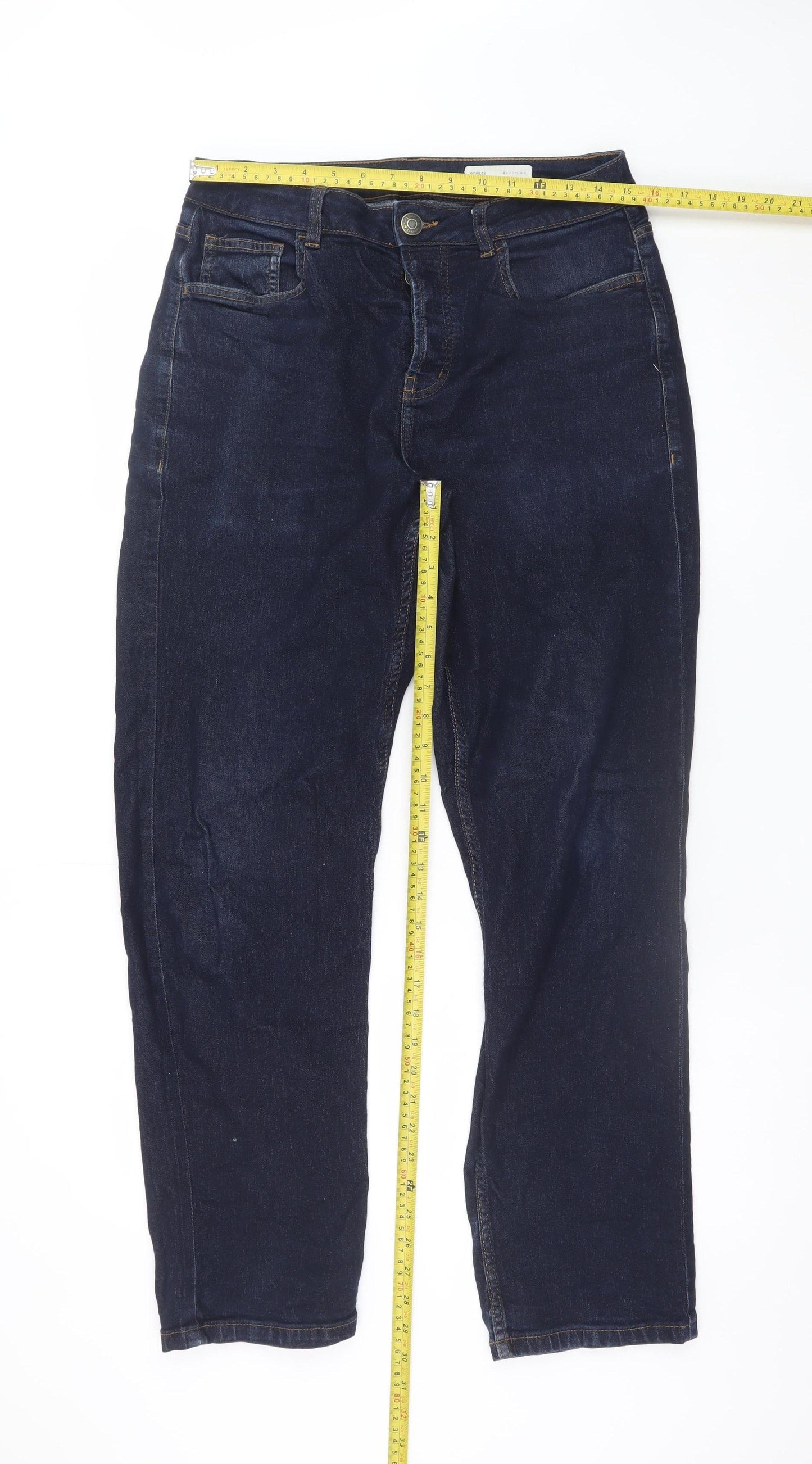 Denim Co. Women's Blue Straight Stretch Jeans Size 12