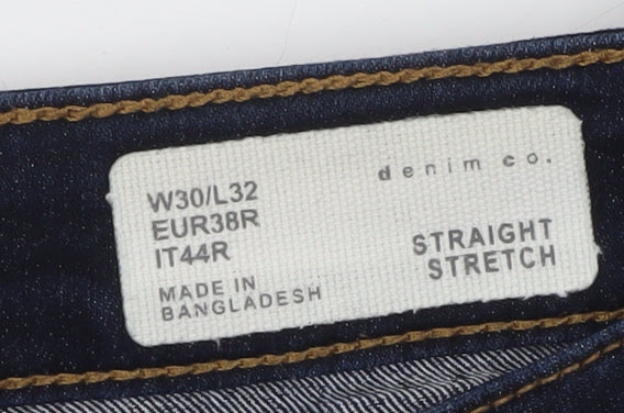Denim Co. Women's Blue Straight Stretch Jeans Size 12