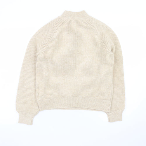Primark Women’s Beige Mock Neck Button Pullover Jumper XS