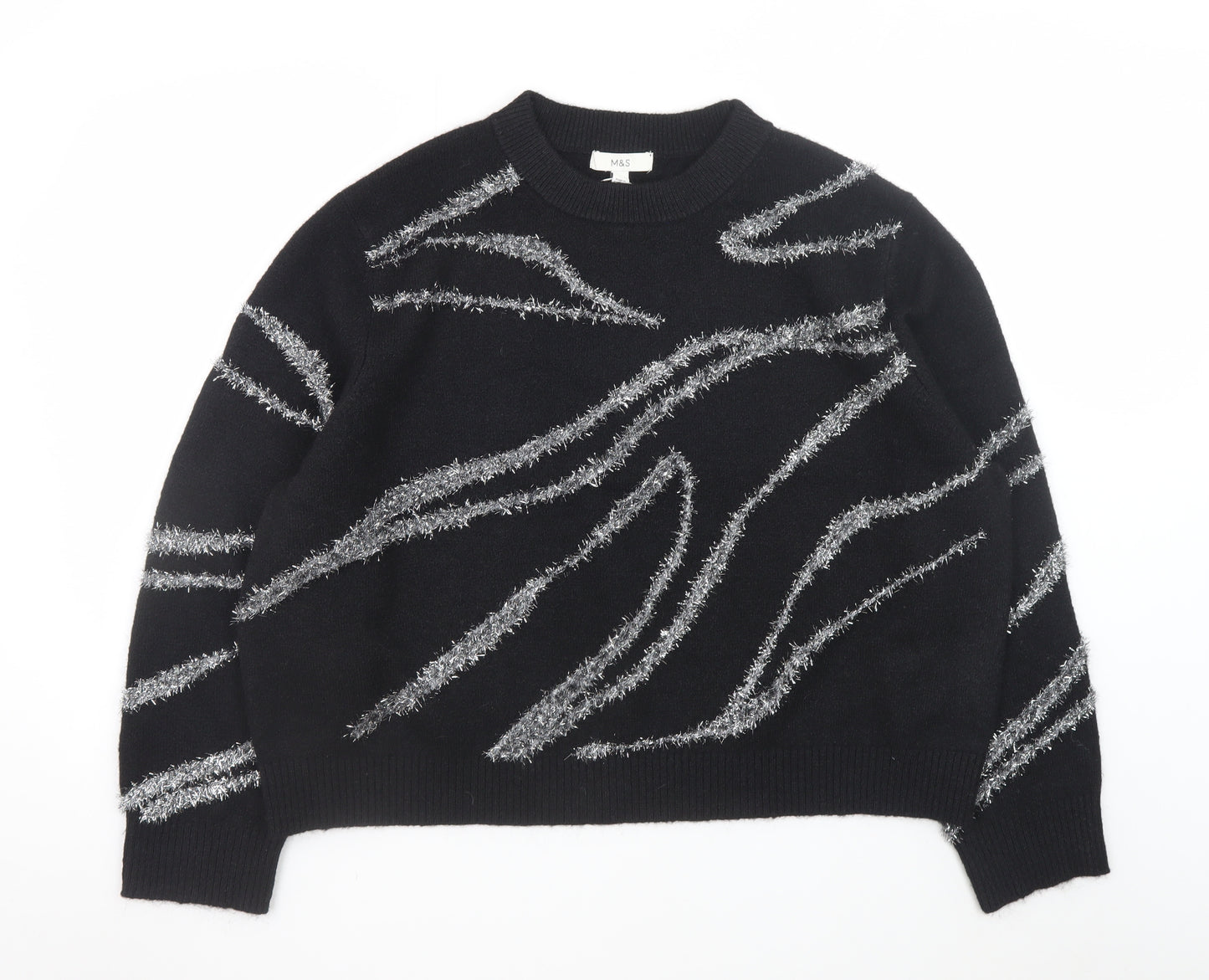Marks and Spencer Women’s Black Metallic Stripe Knit Jumper XL