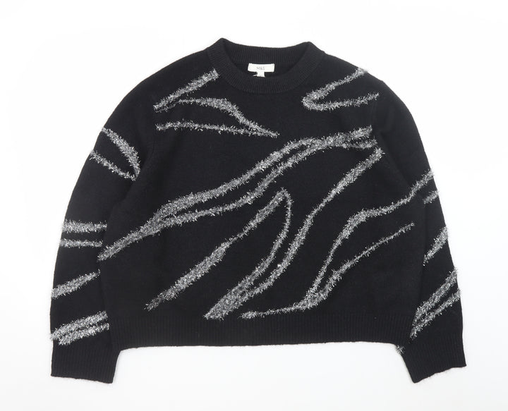 Marks and Spencer Women’s Black Metallic Stripe Knit Jumper XL