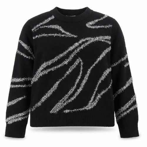 Marks and Spencer Women’s Black Metallic Stripe Knit Jumper XL