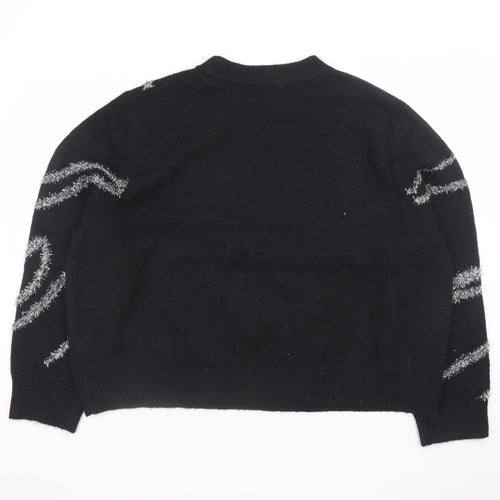 Marks and Spencer Women’s Black Metallic Stripe Knit Jumper XL