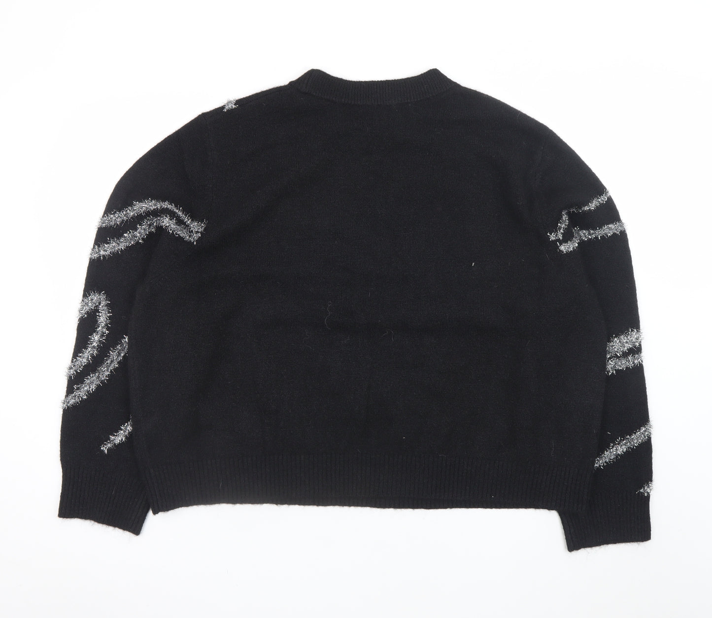 Marks and Spencer Women’s Black Metallic Stripe Knit Jumper XL
