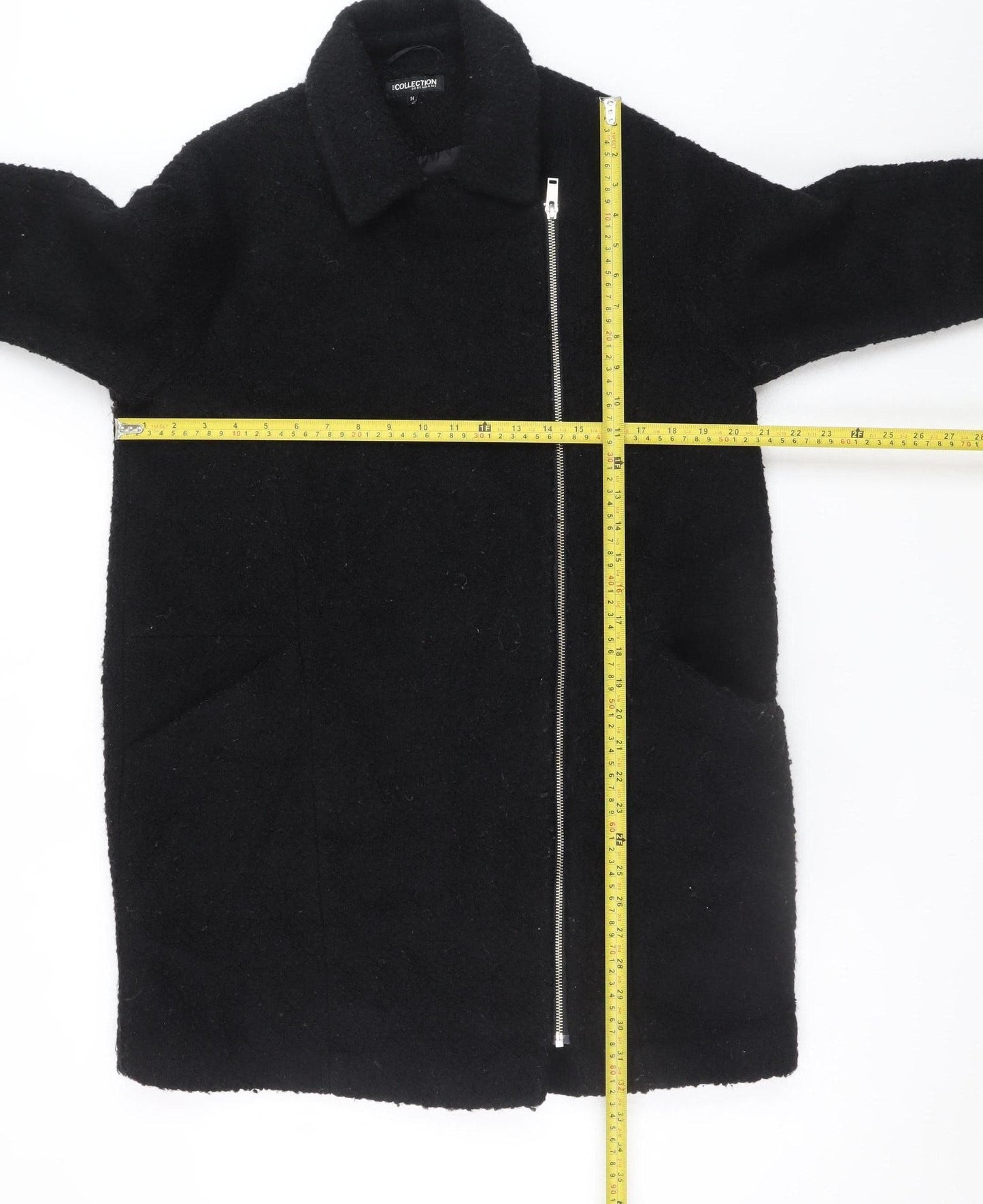 Debenhams The Collection Women's Black Size 14 Wool Zip Coat