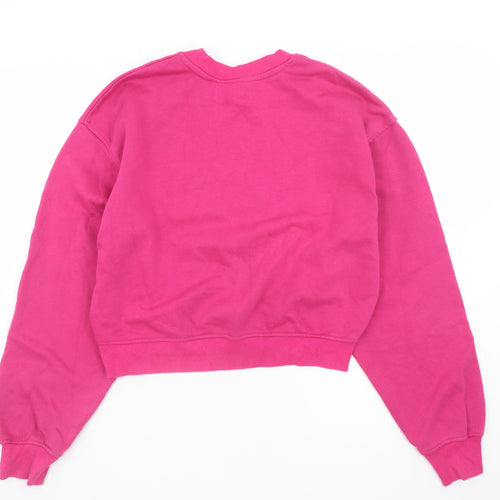 Bershka Women Pink Cropped Pullover Sweatshirt Size S