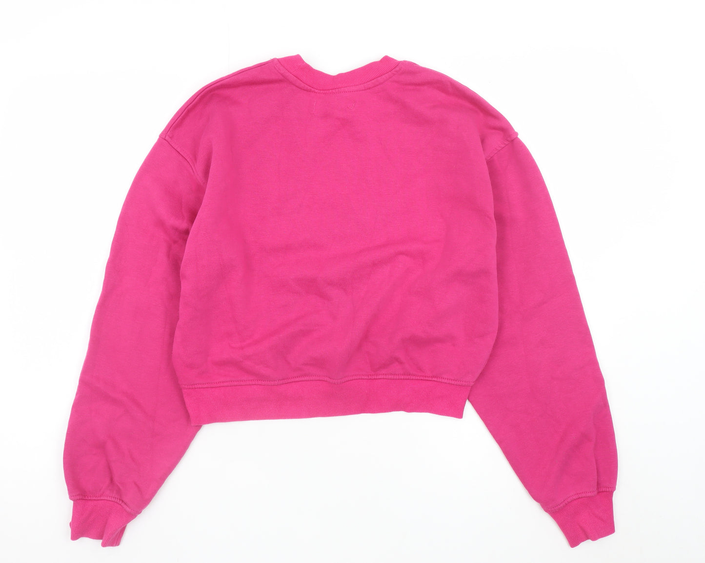 Bershka Women Pink Cropped Pullover Sweatshirt Size S