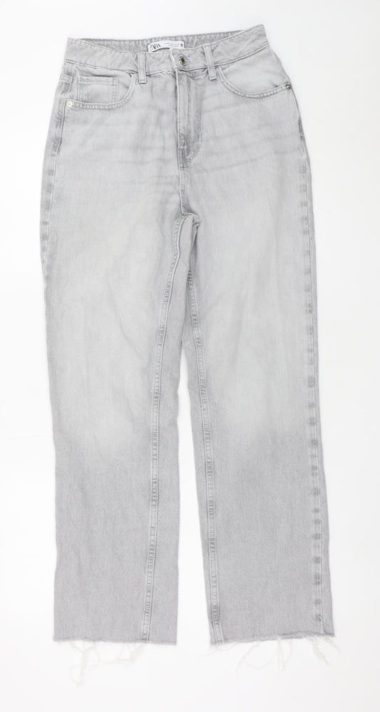 Zara Women Grey High Rise Straight Jeans Size 10