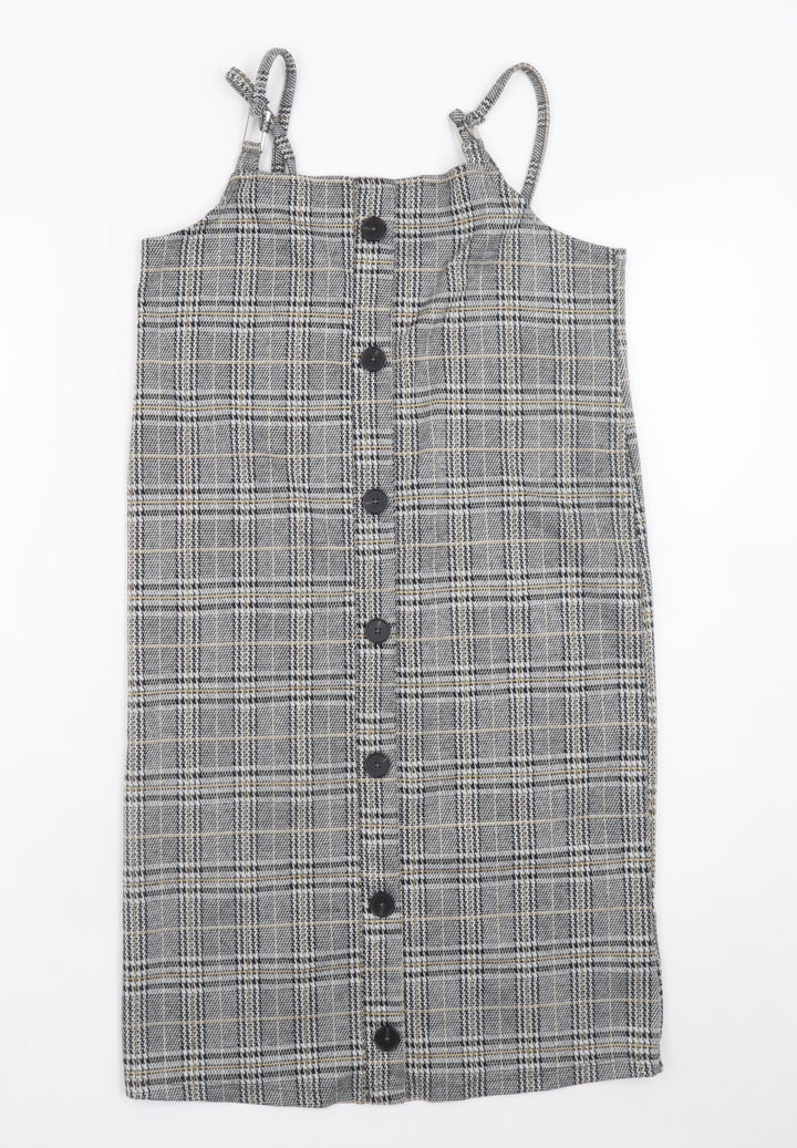 Primark Teens Grey Check Pinafore Dress 12-14 Adjustable Straps