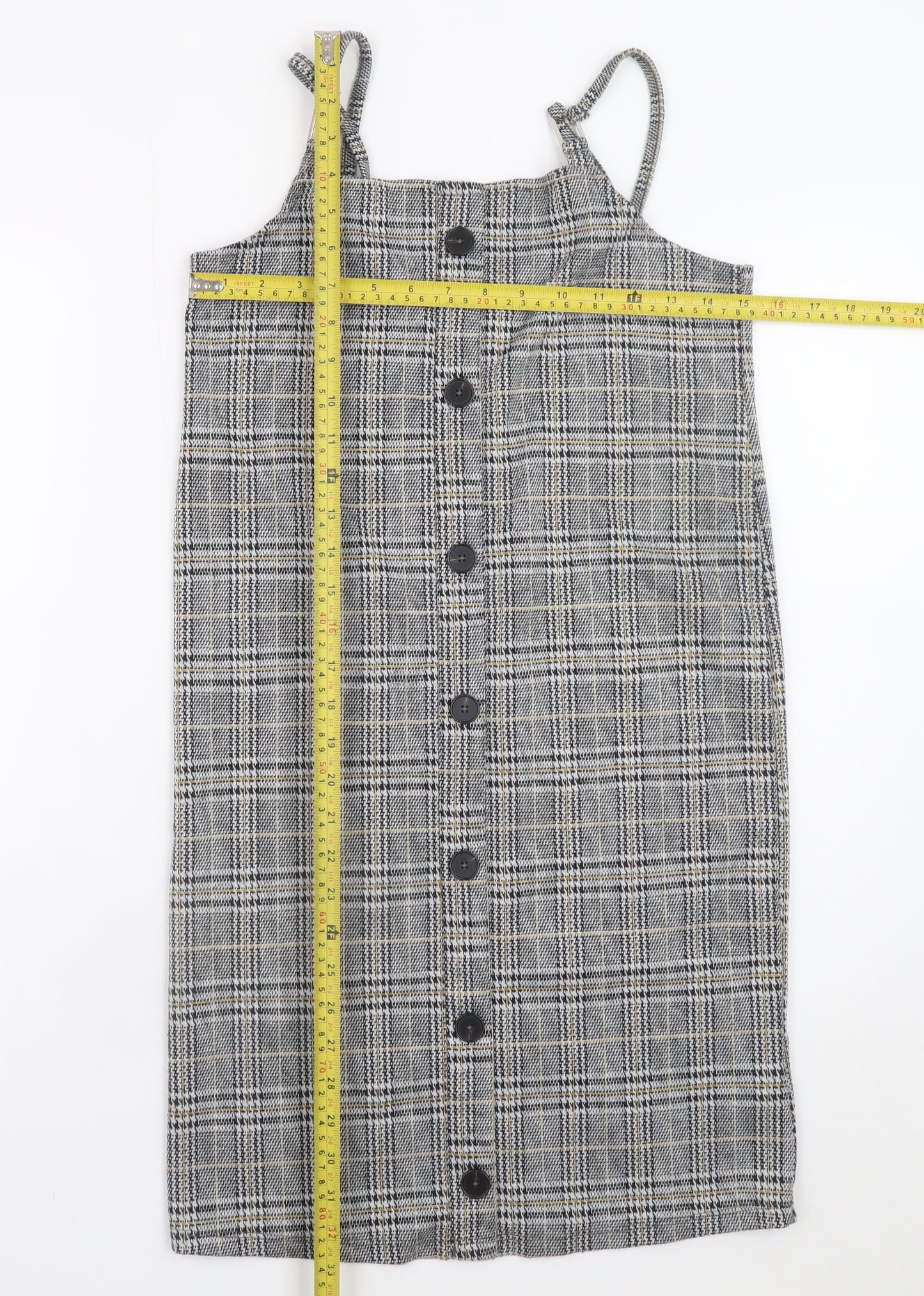 Primark Teens Grey Check Pinafore Dress 12-14 Adjustable Straps