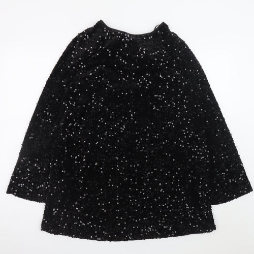 ONLY Women Black Sequin Short Shift Dress XL Long Sleeve