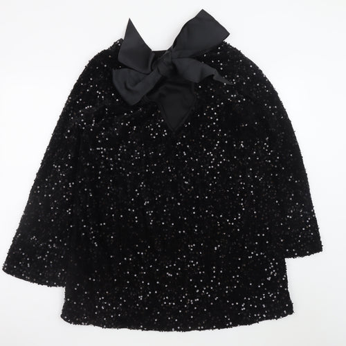 ONLY Women Black Sequin Short Shift Dress XL Long Sleeve