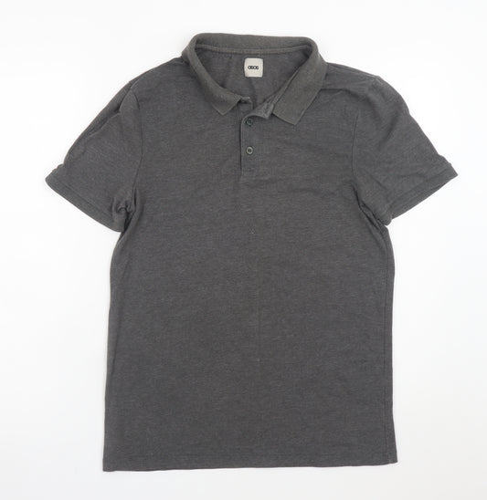 ASOS Men’s Grey Short Sleeve Cotton Blend Polo Shirt Size L