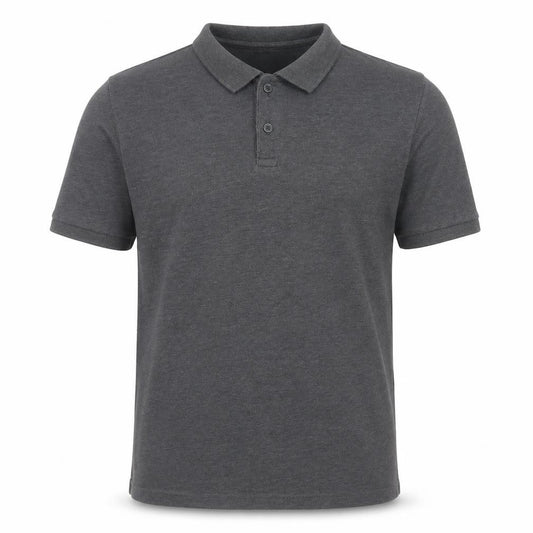 Front view of ASOS Men’s Grey Short Sleeve Cotton Blend Polo Shirt, size L