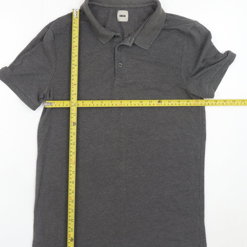 ASOS Men’s Grey Short Sleeve Cotton Blend Polo Shirt Size L