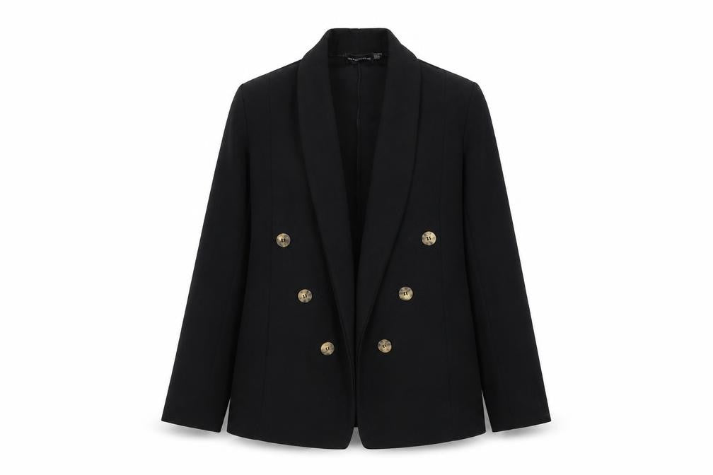 PrettyLittleThing Women’s Black Slim Fit Double Button Blazer UK 6