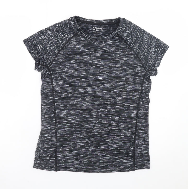 Atmosphere Womens Black Grey Short Sleeve Activewear T-Shirt Size 8