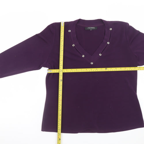 FEMME Women’s Purple V-Neck Studded Blouse Size 18