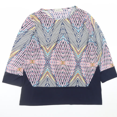 Bassini Women's Multicoloured Geometric 3/4 Sleeve Tunic Top Size 18