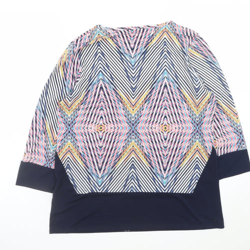 Bassini Women's Multicoloured Geometric 3/4 Sleeve Tunic Top Size 18