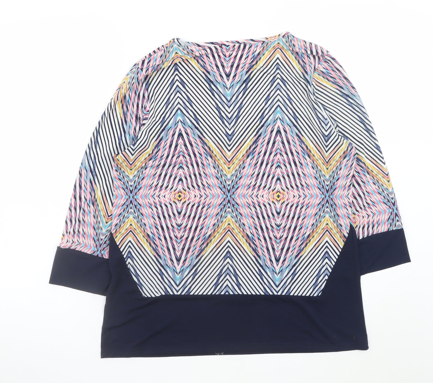 Bassini Women's Multicoloured Geometric 3/4 Sleeve Tunic Top Size 18