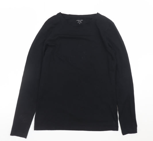 Dunnes Stores Womens Black Fitted Long Sleeve Cotton Stretch T-Shirt M