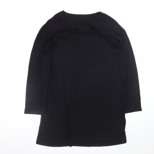 Dunnes Stores Women’s Black Shift Dress Size 10 Long Sleeve Lace Neck