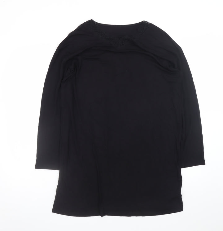 Dunnes Stores Women’s Black Shift Dress Size 10 Long Sleeve Lace Neck