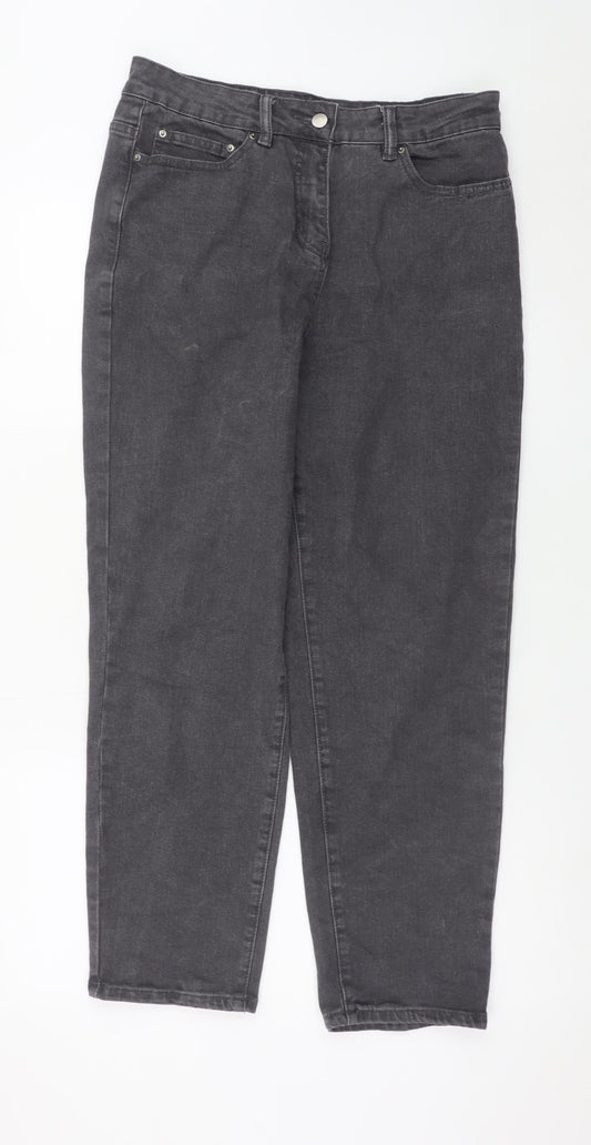 Pixiegirl Women Grey Petite Stretch Straight Jeans Size 12
