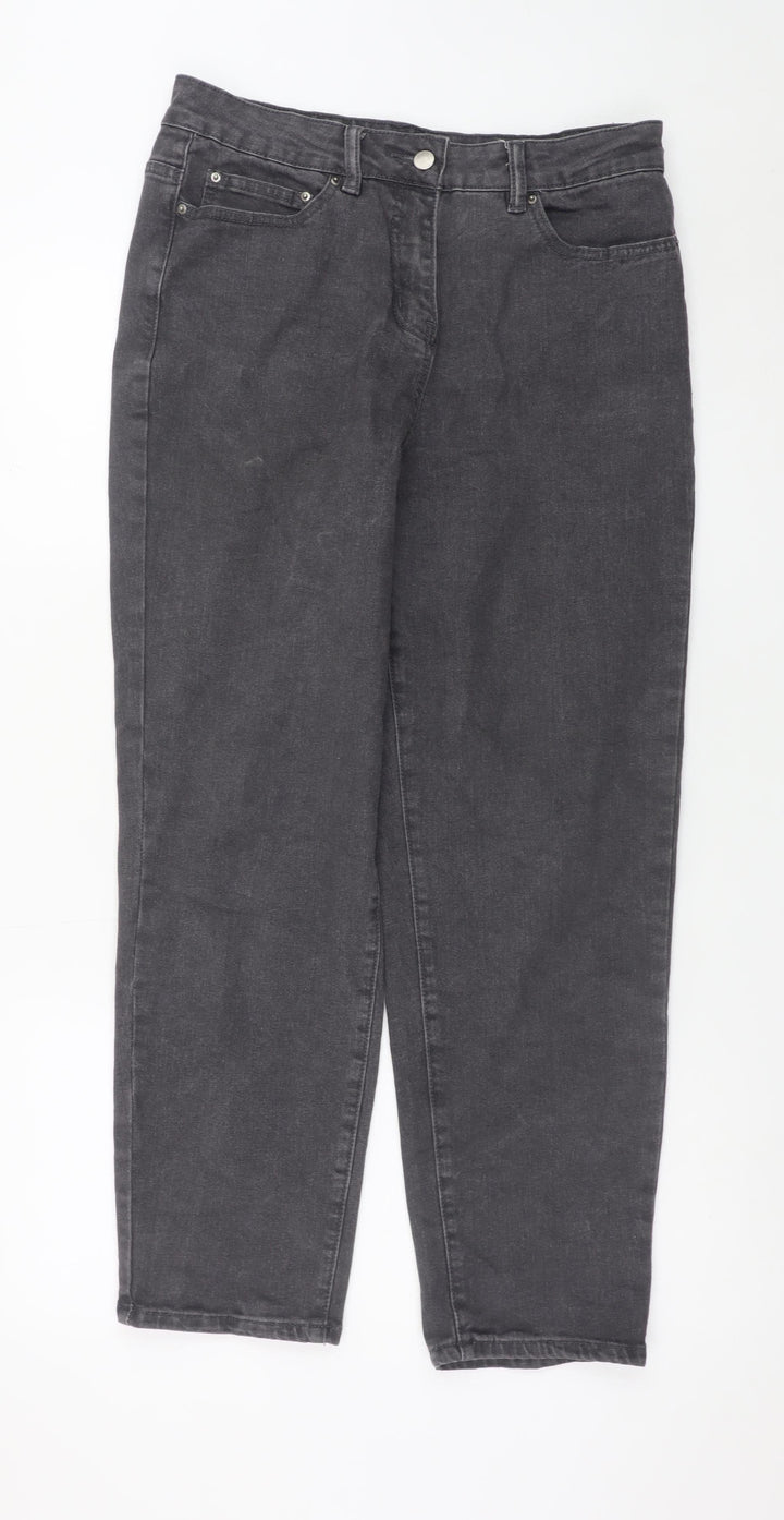 Pixiegirl Women Grey Petite Stretch Straight Jeans Size 12