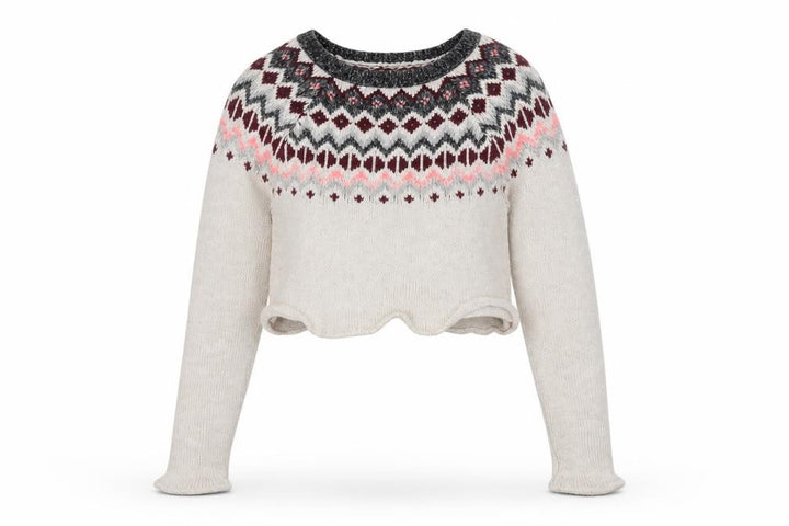 Hollister Women's Beige Fair Isle Knit Jumper Size S