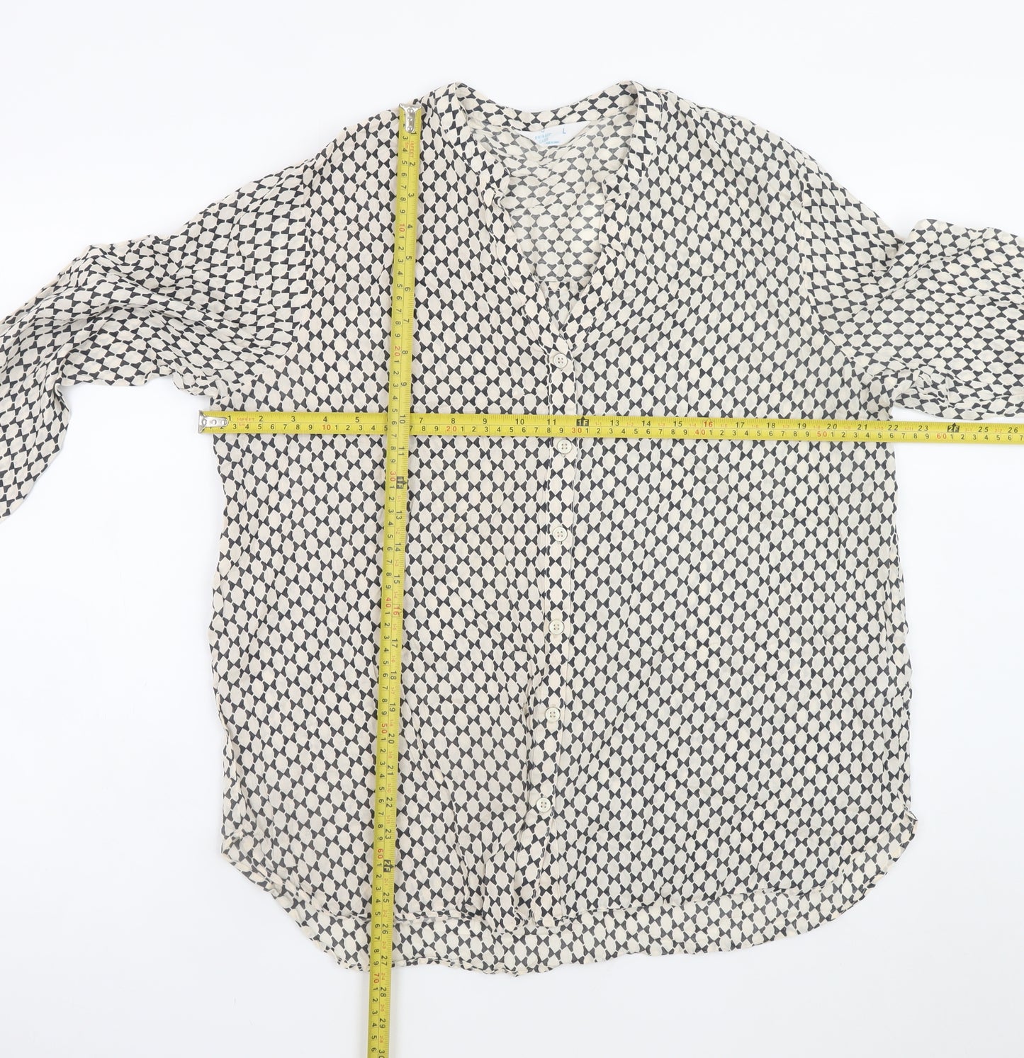 Primark Women Black Geometric Chiffon Blouse Size L