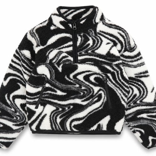 Dunnes Stores Girls Black & White Fleece 1/2 Zip Pullover Sweatshirt 6-7 Years