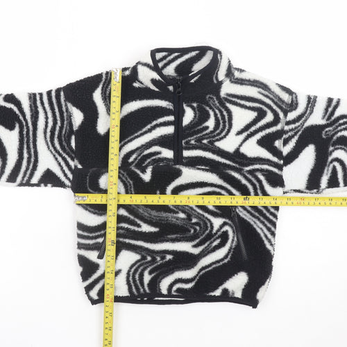 Dunnes Stores Girls Black & White Fleece 1/2 Zip Pullover Sweatshirt 6-7 Years