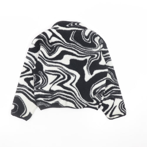 Dunnes Stores Girls Black & White Fleece 1/2 Zip Pullover Sweatshirt 6-7 Years