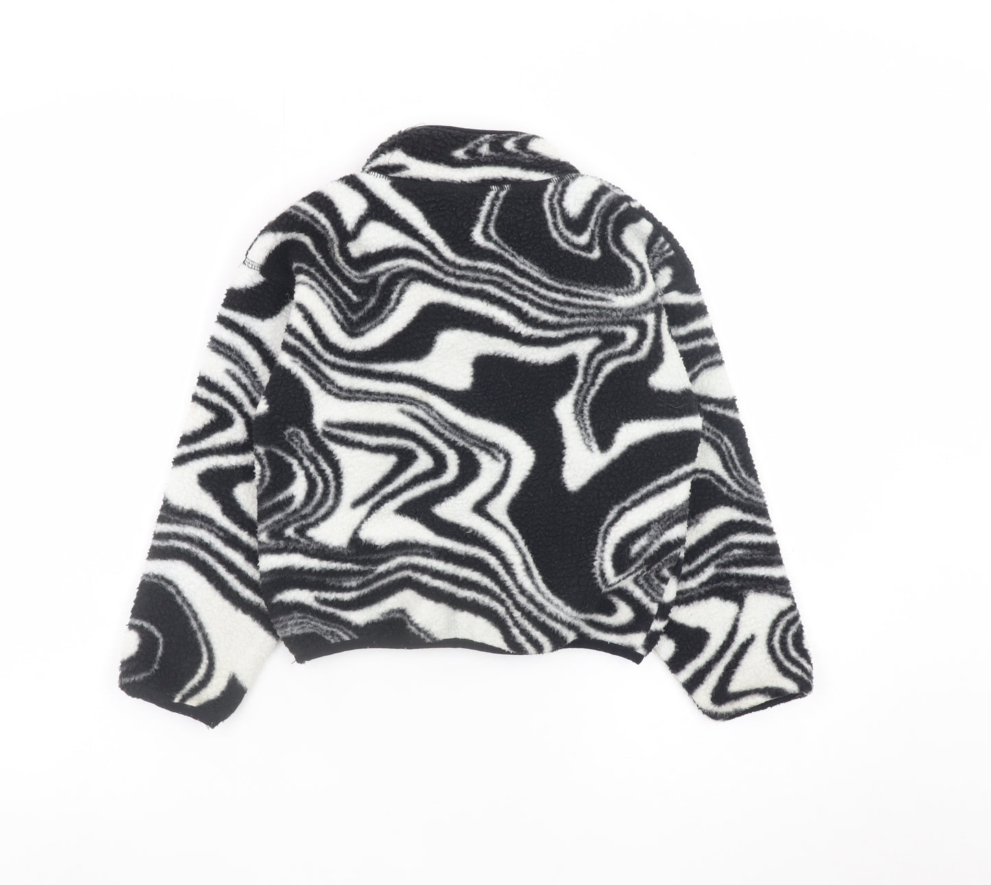 Dunnes Stores Girls Black & White Fleece 1/2 Zip Pullover Sweatshirt 6-7 Years
