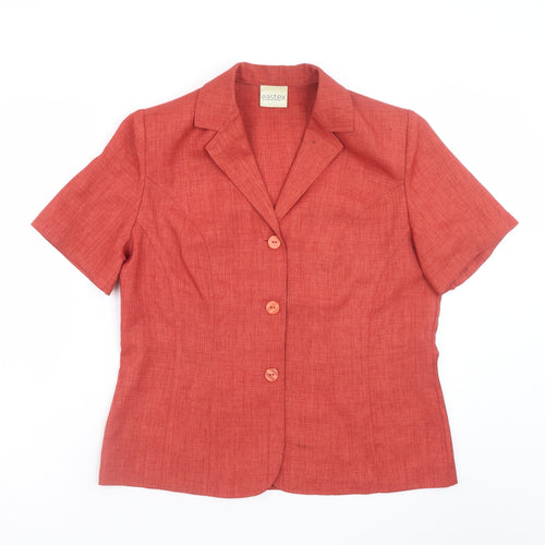 Eastex Women's Red Short Sleeve Collared Blouse UK 12