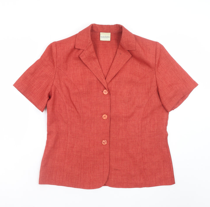 Eastex Women's Red Short Sleeve Collared Blouse UK 12