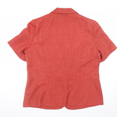 Eastex Women's Red Short Sleeve Collared Blouse UK 12