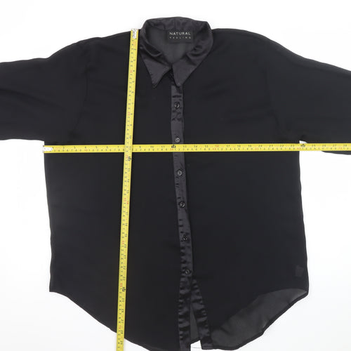 Natural Feeling Women’s Black Size 12 Collared Chiffon Blouse