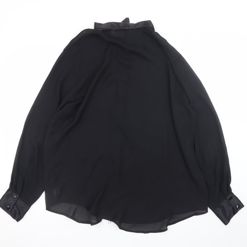 Natural Feeling Women’s Black Size 12 Collared Chiffon Blouse