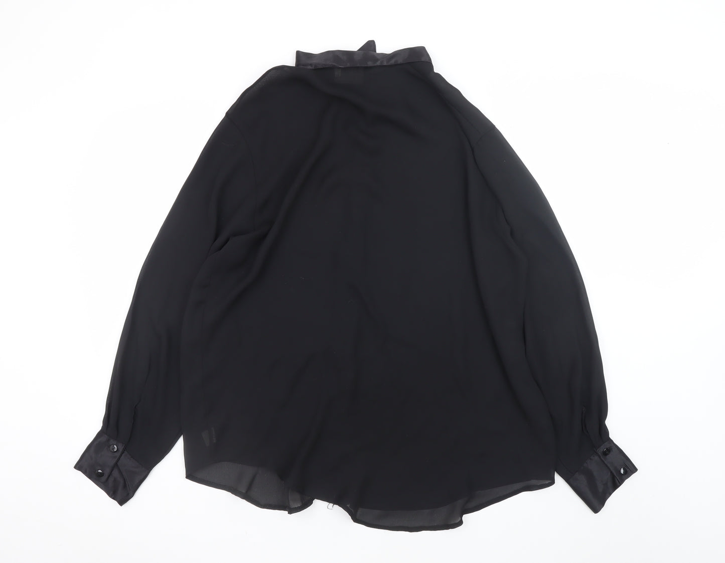 Natural Feeling Women’s Black Size 12 Collared Chiffon Blouse