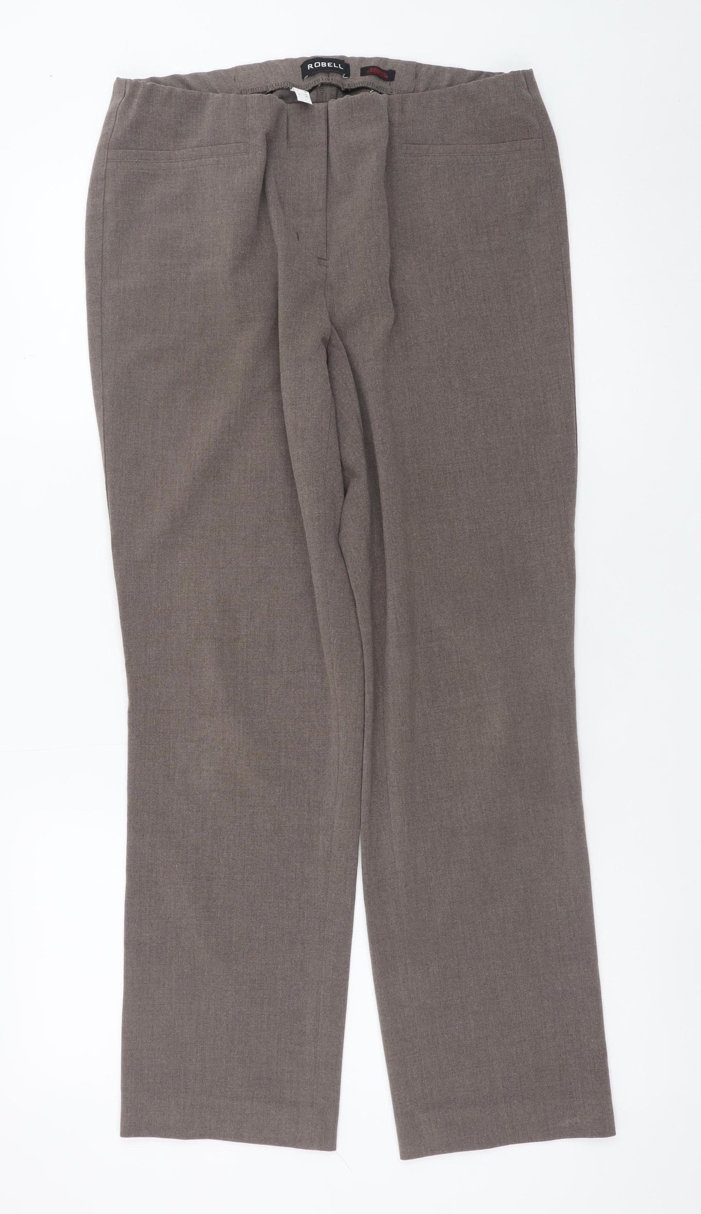 Robell Women’s Brown Straight Leg Stretch Trousers Size 12