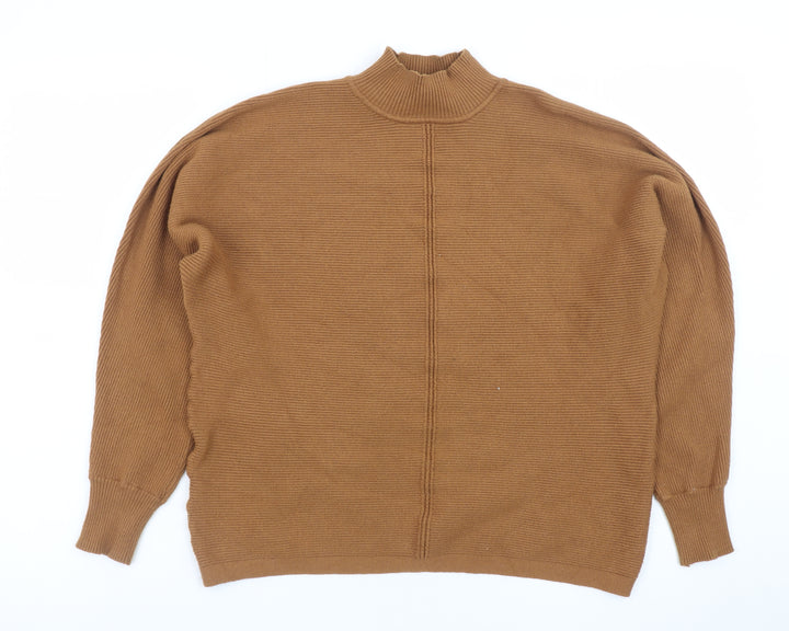 New Look Women Brown Mock Neck Knit Jumper Size S