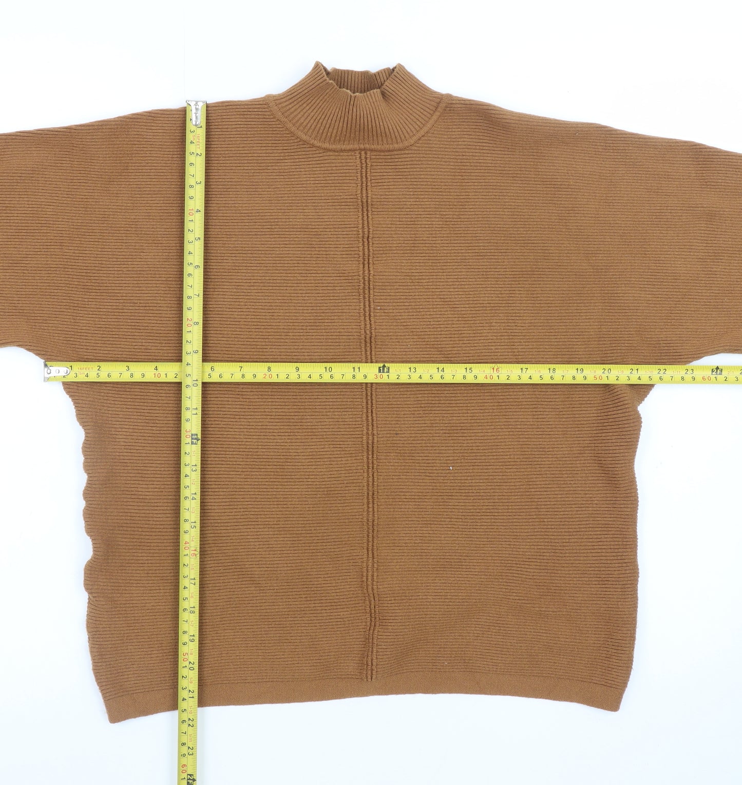 New Look Women Brown Mock Neck Knit Jumper Size S