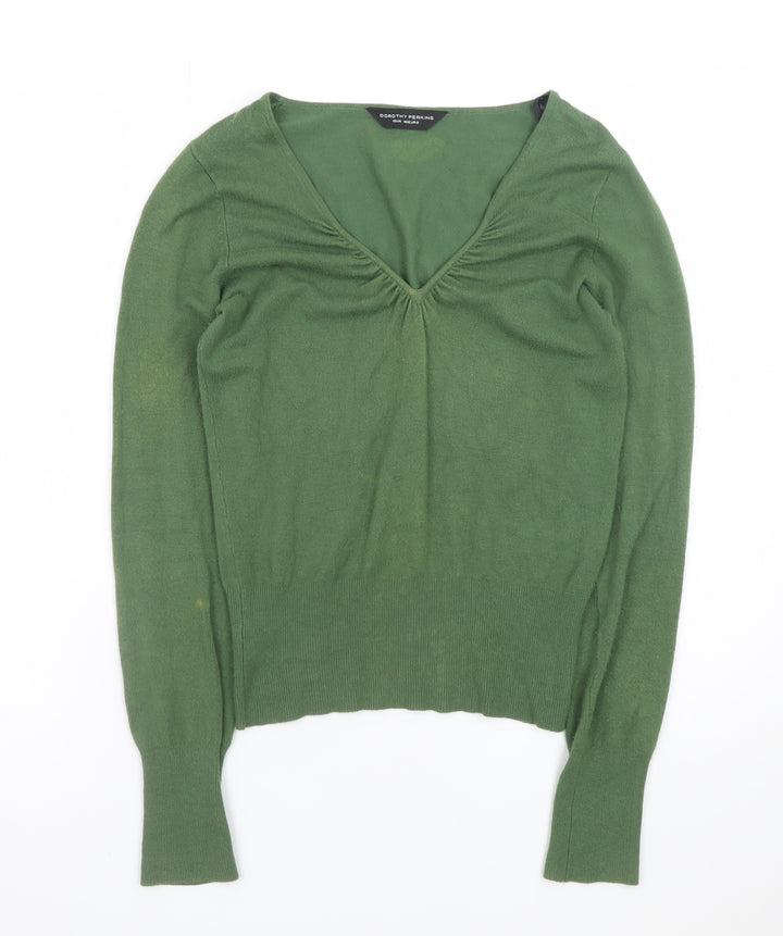 Dorothy Perkins Women’s Green V-Neck Long Sleeve Knit Jumper Size 12
