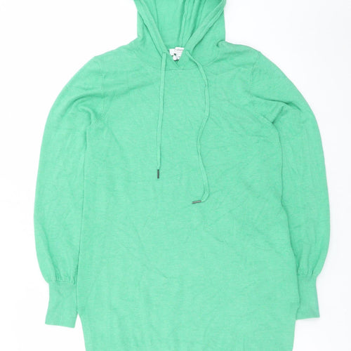b.young Women’s Green Pullover Hoodie Dress XS Viscose Blend