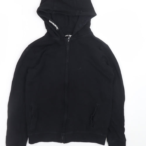Pep&Co Boys Black Full Zip Hoodie 10-11 Years Cotton Casual Sweatshirt