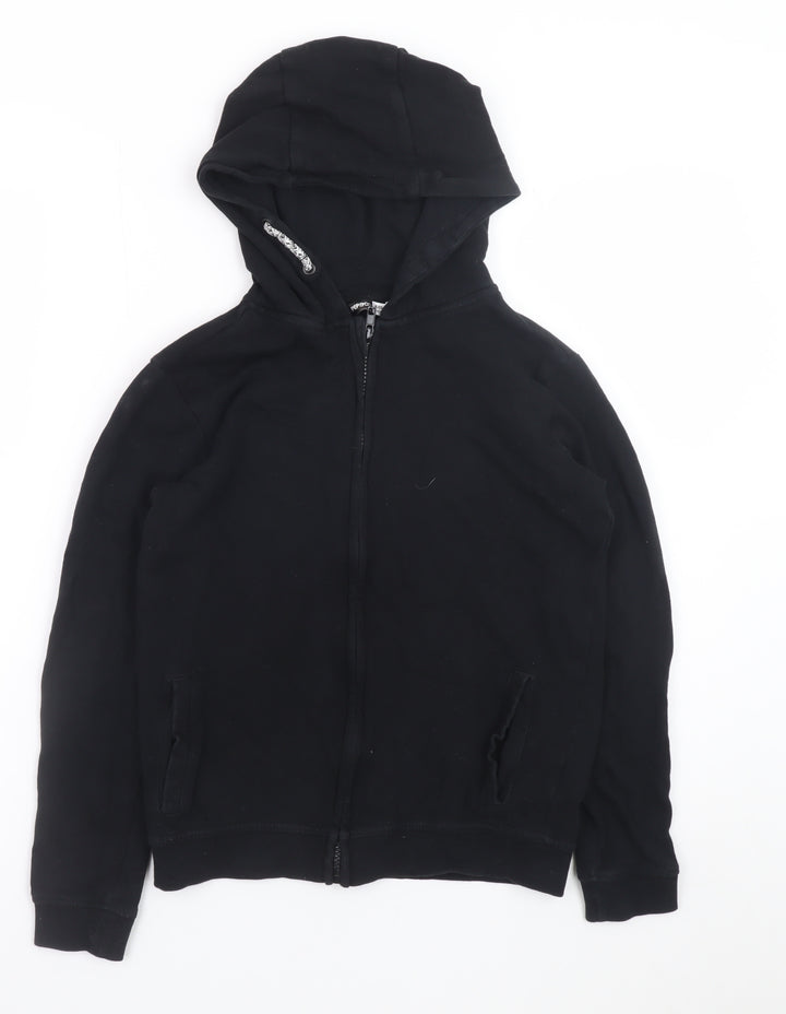 Pep&Co Boys Black Full Zip Hoodie 10-11 Years Cotton Casual Sweatshirt