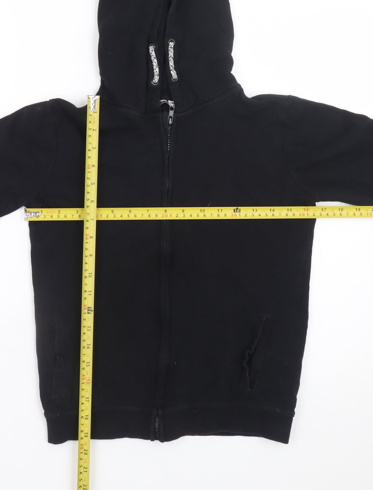 Pep&Co Boys Black Full Zip Hoodie 10-11 Years Cotton Casual Sweatshirt